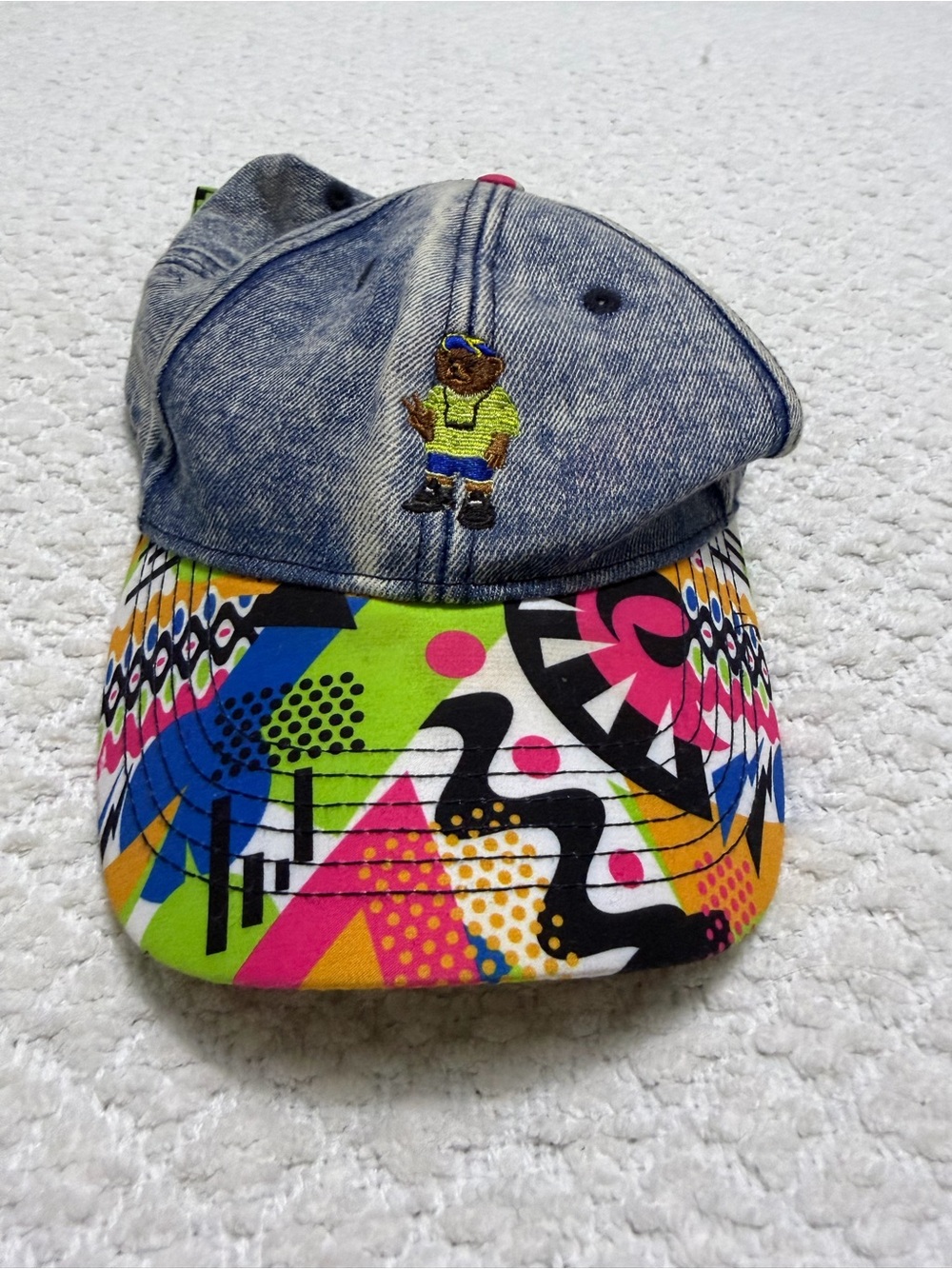 Cayler and Sons Fresh Prince Peace Bear Strapback Hat Cap Denim Retro 90's Style